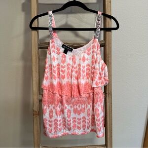 INC International Concepts Coral and White Camisole